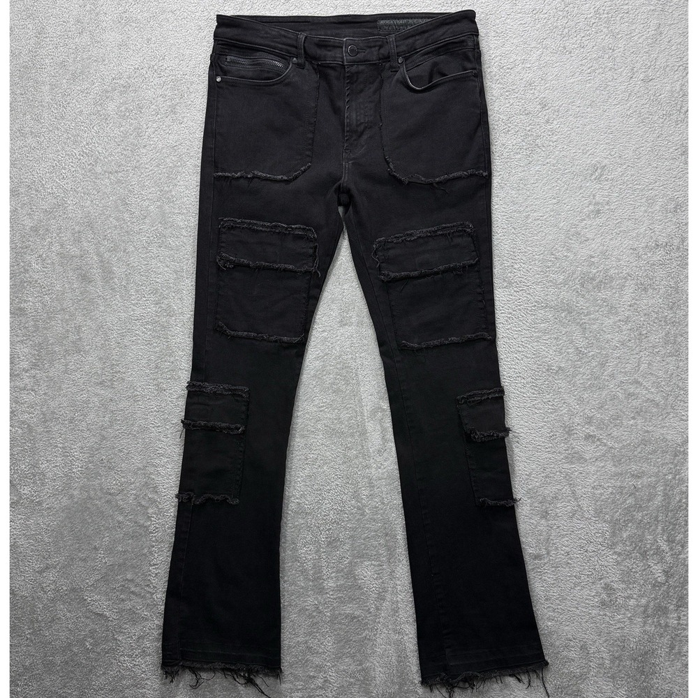 Rockstar Original Jeans Mens 36x33 Black Tyrell Cargo Distressed Denim RSM 205